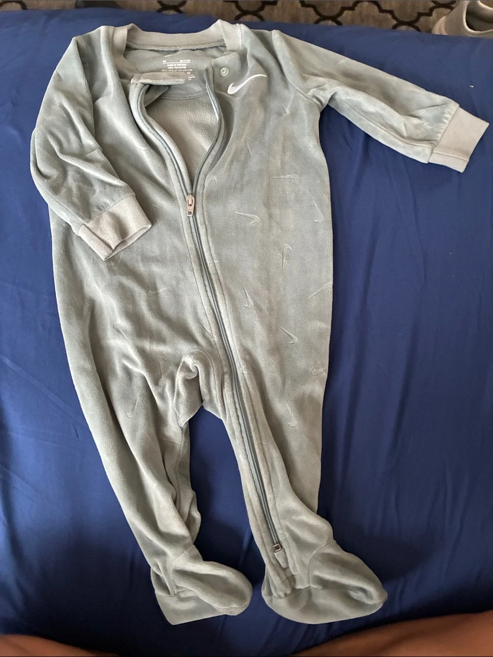 Nike Olive Green Lightweight Fleece Footie Pajamas